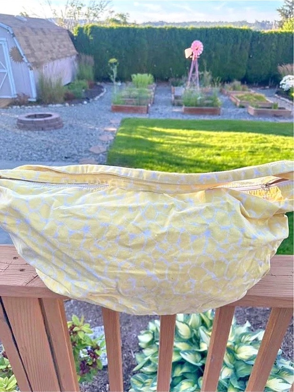 Cute Yellow Patterned Shoulder Bag / Hobo Purse